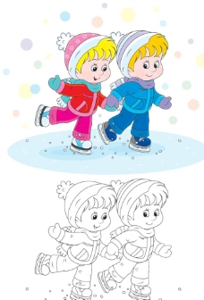 小孩滑雪图片