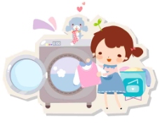 小女孩和洗衣机图片