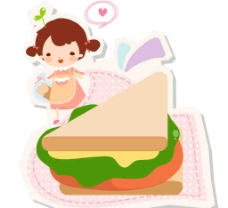制作三明治的围裙女生图片