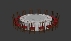 景观设计中式圆形餐桌椅图片