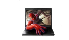 蜘蛛侠爬出电脑图片