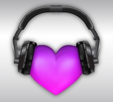 戴耳机的紫色爱心