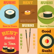 字体6款创意寿司海报矢量素材