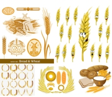 小麦创意主题矢量素材