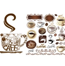 咖啡杯欧式风格咖啡主题元素矢量素材