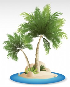 夏日沙滩椰子树背景矢量素材