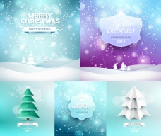 雪花背景圣诞树创意设计矢量素材