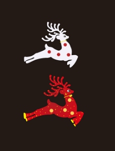 红白色圣诞鹿装饰背景矢量素材
