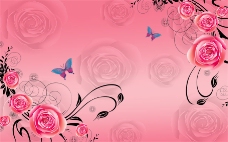 粉色玫瑰时尚背景墙