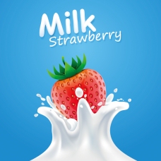 草莓牛奶背景矢量素材