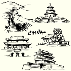 手绘中国著名景点