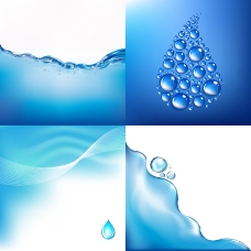 4款蓝色水元素背景矢量素材.