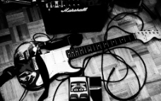 黑白电子吉它图片