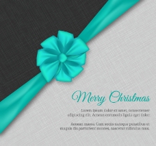 蓝绿色丝带花装饰圣诞卡矢量素材