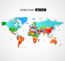 精美彩色世界地图矢量素材