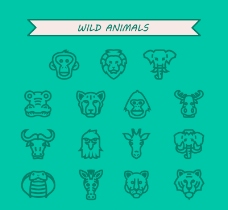 15款野生动物头像设计矢量素材
