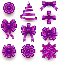 10款精美紫色丝带蝴蝶结矢量素材