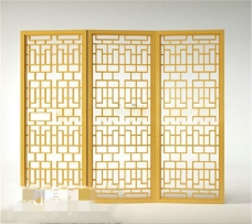中式屏风通花客厅装饰效果3D模型素材