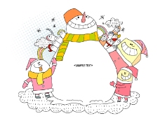 冬季雪人插画矢量素材