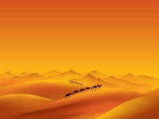 沙漠风光沙漠骆驼景色风光ppt模板.