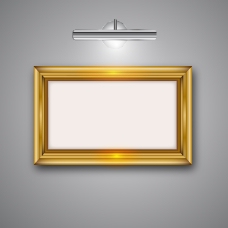 精美相框精美金色相框和射灯设计矢量素材.