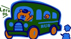 小熊卡通公交图片