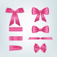 8款粉色丝带与蝴蝶结矢量素材
