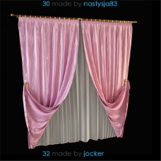 粉色窗帘3Ｄ模型素材