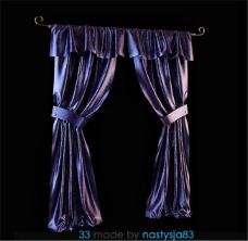 紫色窗帘3Ｄ模型素材
