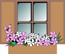 窗户花朵素材