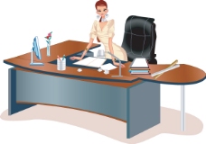 工作女性办公桌工作的女性人物图