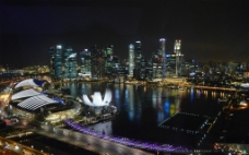 新加坡海滨湾夜景俯瞰图片