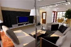 现代室内客厅3D模型素材